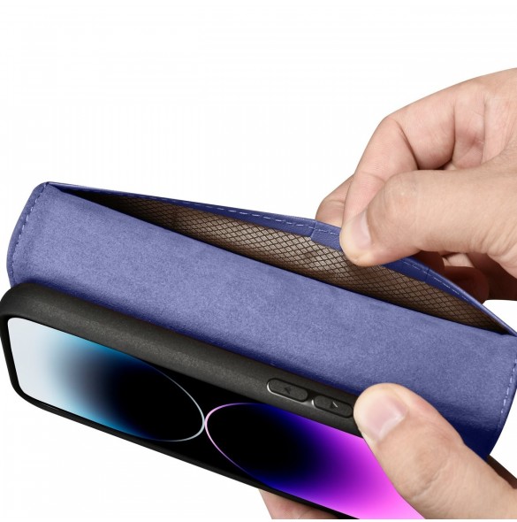 iCarer Plånboksfodral 2-i-1-fodral iPhone 14 Pro Anti-RFID Flip-fodral i läder Ljuslila (WMI14220726-LP)