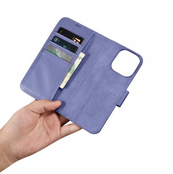 iCarer Plånboksfodral 2-i-1-fodral iPhone 14 Pro Anti-RFID Flip-fodral i läder Ljuslila (WMI14220726-LP)