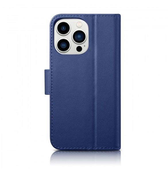 iCarer Wallet Case 2-in1 Cover iPhone 14 Pro Leather Flip Case Anti-RFID blå (WMI14220726-BU)