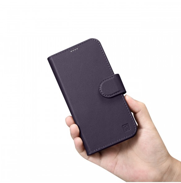 iCarer Plånboksfodral 2-i-1-fodral iPhone 14 Pro Max Anti-RFID Flip-fodral i läder mörklila (WMI14220728-DP)