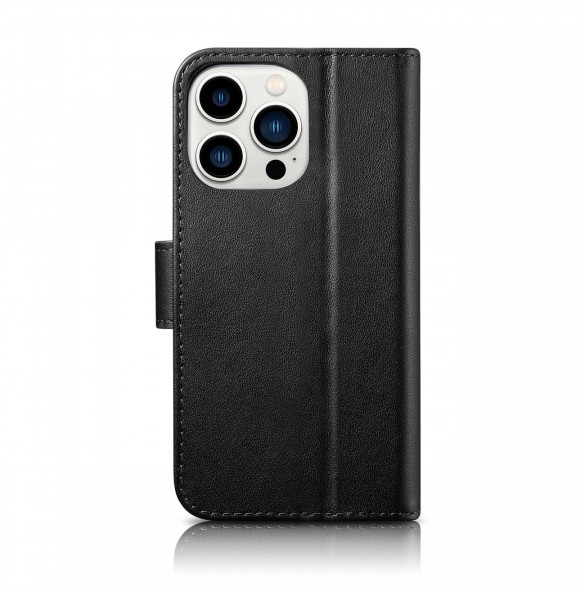 iCarer Plånboksfodral 2-i-1 skal iPhone 14 Pro Max Läder Flip Cover Anti-RFID svart (WMI14220728-BK)