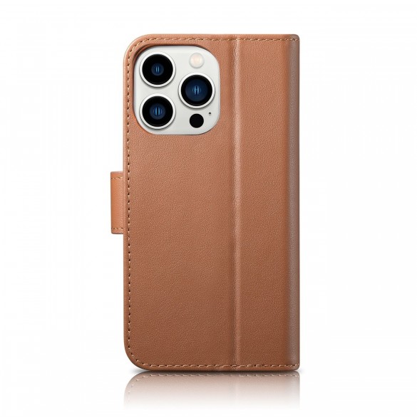 iCarer Plånboksfodral 2-i-1 skal iPhone 14 Pro Max Läder Flip Cover Anti-RFID Brun (WMI14220728-BN)