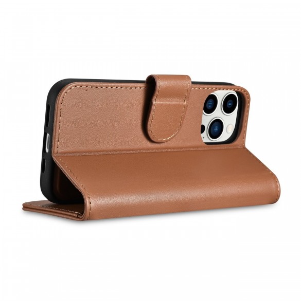 iCarer Wallet Case 2in1 iPhone 14 Pro Leather Flip Case Anti-RFID brun (WMI14220726-BN)