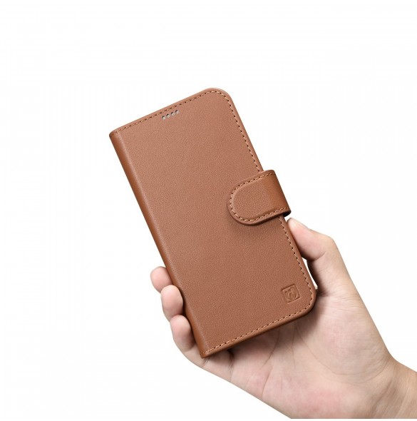 iCarer Wallet Case 2in1 iPhone 14 Pro Leather Flip Case Anti-RFID brun (WMI14220726-BN)