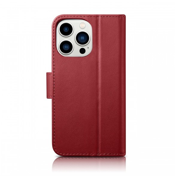 iCarer Wallet Case 2in1 iPhone 14 Pro Leather Flip Case Anti-RFID röd (WMI14220726-RD)