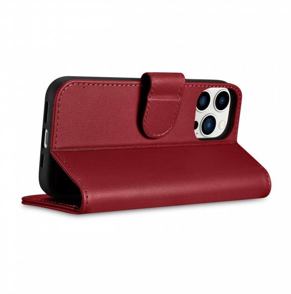 iCarer Wallet Case 2in1 iPhone 14 Pro Leather Flip Case Anti-RFID röd (WMI14220726-RD)