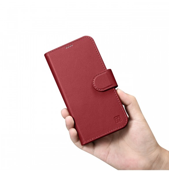 iCarer Wallet Case 2in1 iPhone 14 Pro Leather Flip Case Anti-RFID röd (WMI14220726-RD)