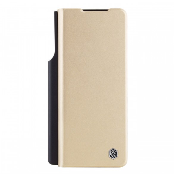 Läderfodral med flip och kameraskydd för Samsung Galaxy Z Fold 5 Nillkin Qin Leather Pro - Guld