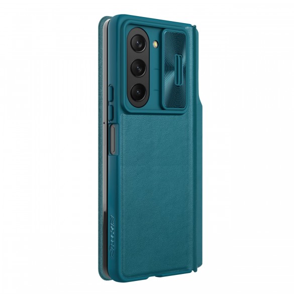 Läderfodral med flip och kameraskydd för Samsung Galaxy Z Fold 5 Nillkin Qin Leather Pro - Grön