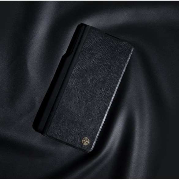 Läderfodral med flip och kameraskydd för Samsung Galaxy Z Fold 5 Nillkin Qin Leather Pro - Grön
