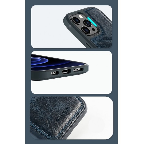Nillkin Aoge Läderfodral äkta läder skyddande plånboksfodral iPhone 12 mini svart