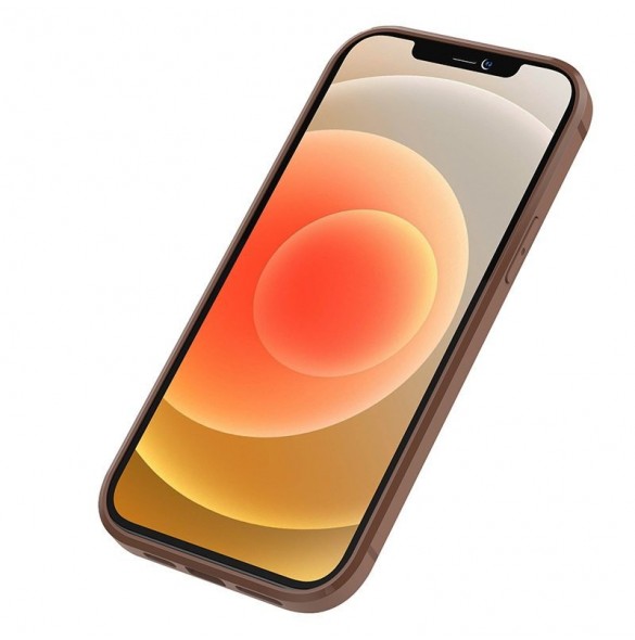 Nillkin Aoge Läderfodral äkta läder skyddande plånboksfodral iPhone 12 mini brun