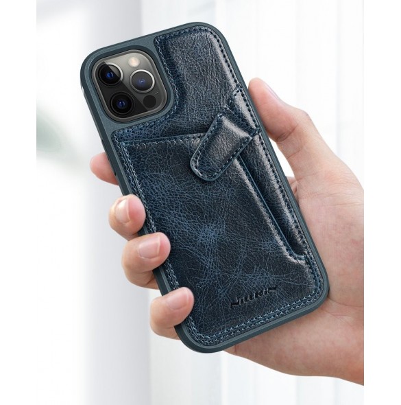 Nillkin Aoge Läderfodral äkta läder skyddande plånboksfodral iPhone 12 mini brun