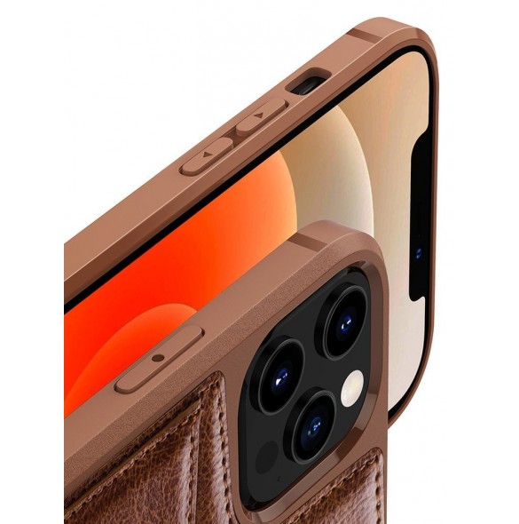 Nillkin Aoge Läderfodral äkta läder skyddande plånboksfodral iPhone 12 mini brun