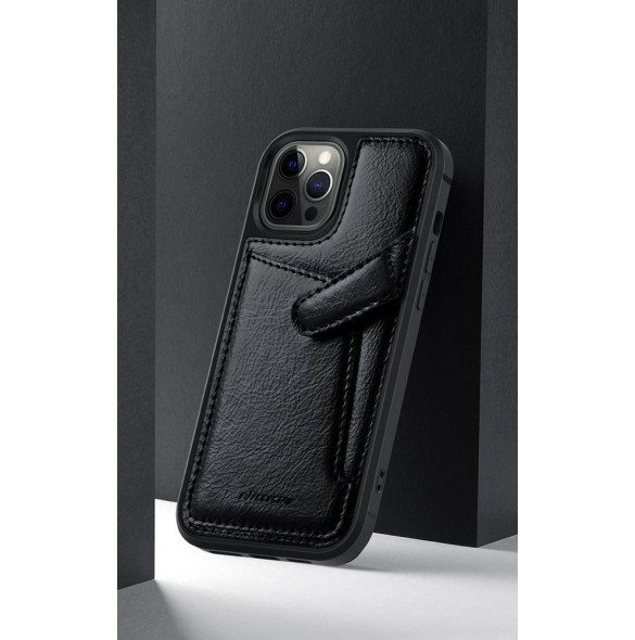 Nillkin Aoge Läderfodral äkta läder skyddande plånboksfodral iPhone 12 mini brun
