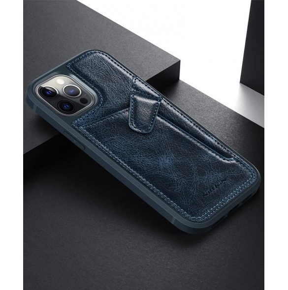 Nillkin Aoge Läderfodral äkta läder skyddande plånboksfodral iPhone 12 mini brun