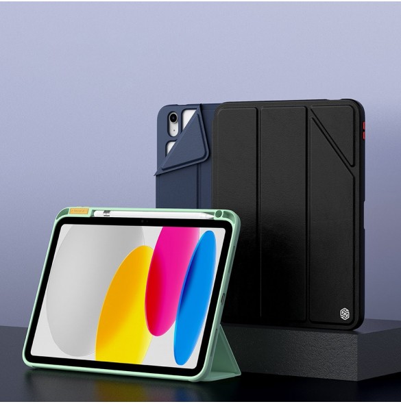 Nillkin Bevel läderfodral för iPad 10,9'' 2022 (10 gen.) smart skalskydd med flipstativ grön