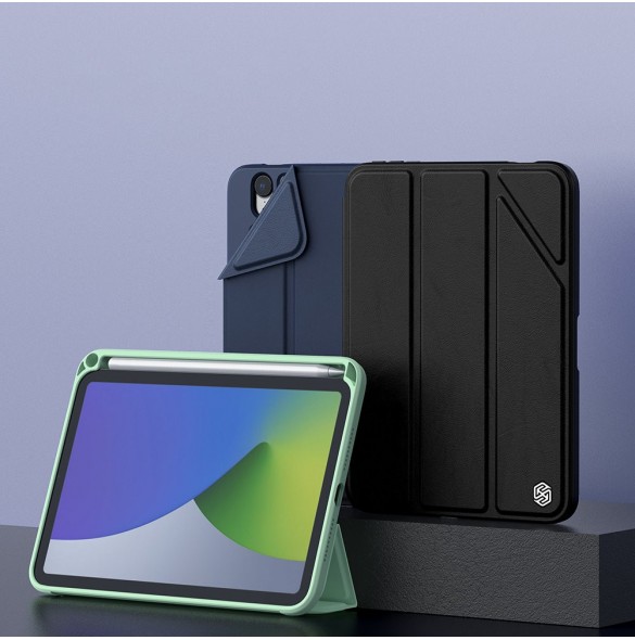 Nillkin Bevel Läderfodral för iPad mini 2021 skal med flip smart sovfodral svart