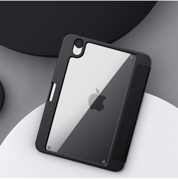 Nillkin Bevel Läderfodral för iPad mini 2021 skal med flip smart sovfodral svart