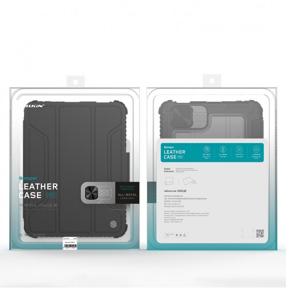 Nillkin Bumper Läderfodral Pro armored Smart Cover med kameraskal och iPad mini 2021 ställ svart