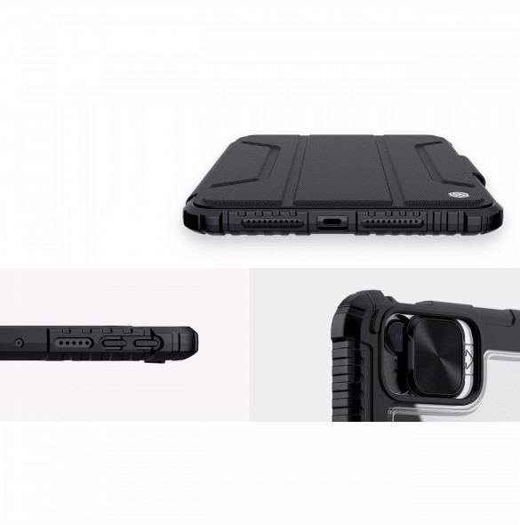 Nillkin Bumper Läderfodral Pro armored Smart Cover med kameraskal och iPad mini 2021 ställ svart