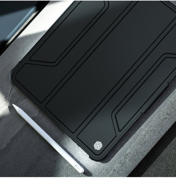 Nillkin Bumper Läderfodral Pro armored Smart Cover med kameraskal och iPad mini 2021 ställ svart