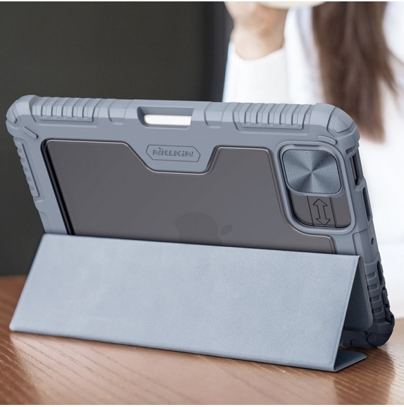 Nillkin Bumper Läderfodral Pro armored Smart Cover med kameraskal och iPad mini 2021 ställ svart