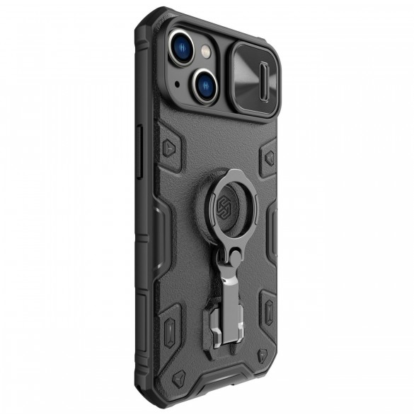 Nillkin CamShield Armor Pro Case Cover iPhone 14 Plus Armor Cover med kameraskydd Ring Stativ Svart