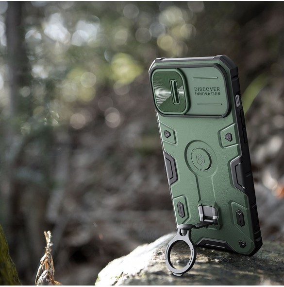 Nillkin CamShield Armor Pro Case Cover iPhone 14 Plus Armor Cover med kameraskydd Ring Stativ Svart