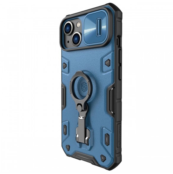 Nillkin CamShield Armor Pro Case Cover iPhone 14 Plus Armor Cover med kameraskydd Ring Stativ Blå