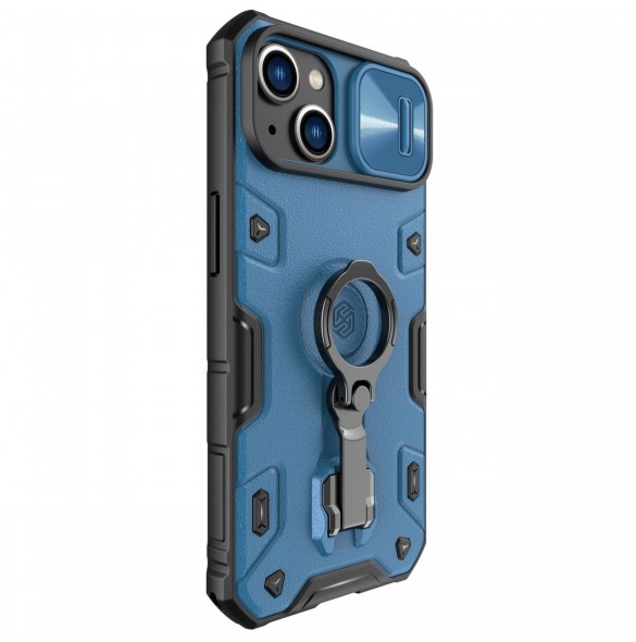 Nillkin CamShield Armor Pro Case Cover iPhone 14 Plus Armor Cover med kameraskydd Ring Stativ Blå