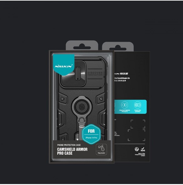 Nillkin CamShield Armor Pro Case Cover iPhone 14 Pro Armor Cover med kameraskydd Ring Stativ Blå