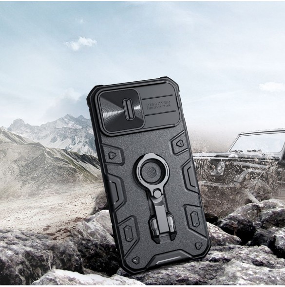 Nillkin CamShield Armor Pro Case Cover iPhone 14 Pro Armor Cover med kameraskydd Ring Stativ Blå