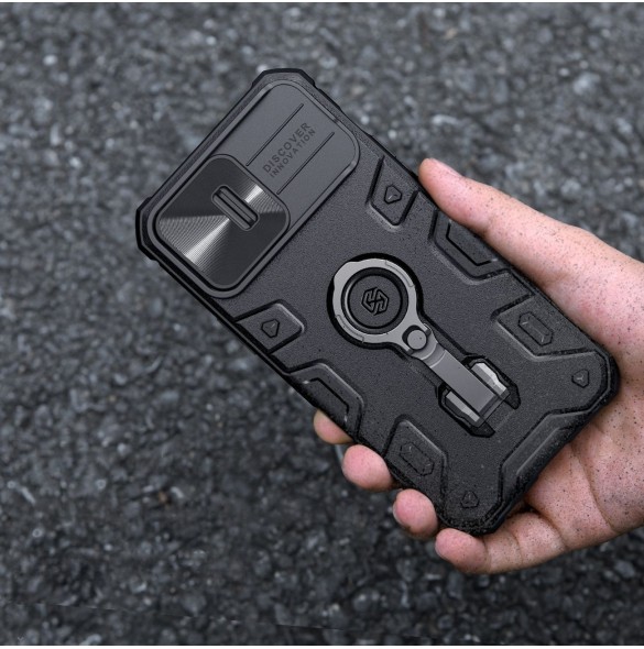 Nillkin CamShield Armor Pro Case Cover iPhone 14 Pro Armor Cover med kameraskydd Ring Stativ Blå