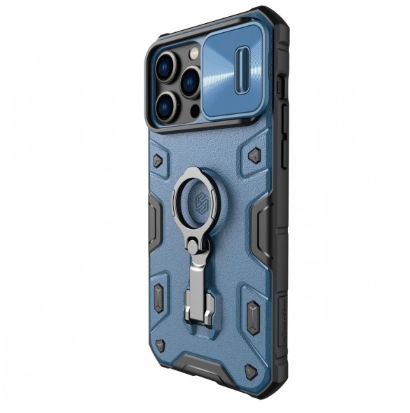 Nillkin CamShield Armor Pro Case Cover iPhone 14 Pro Max Armor Cover med kameraskydd Ring Stativ Blå