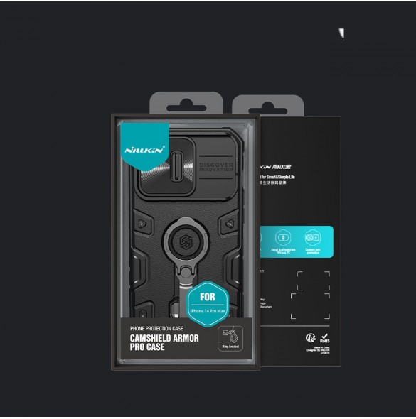 Nillkin CamShield Armor Pro Case Cover iPhone 14 Pro Max Armor Cover med kameraskydd Ring Stativ Blå