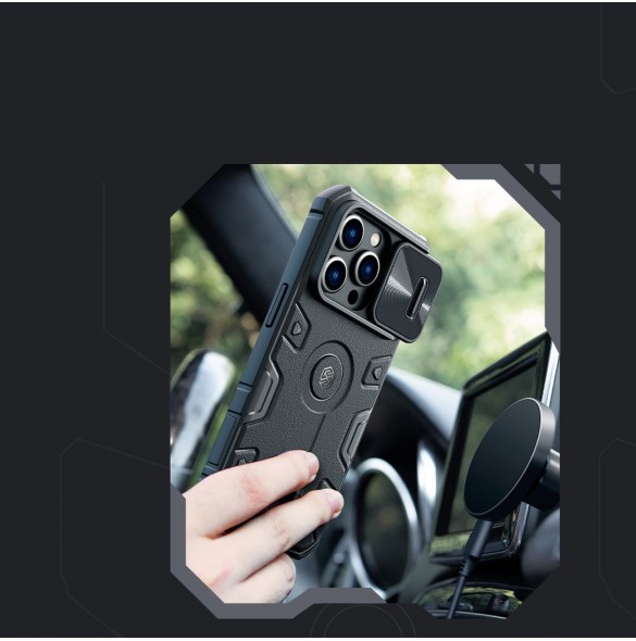 Nillkin CamShield Armor Pro Magnetic Case för iPhone 14 Pro Magnetic MagSafe Cover med kameraskydd blå