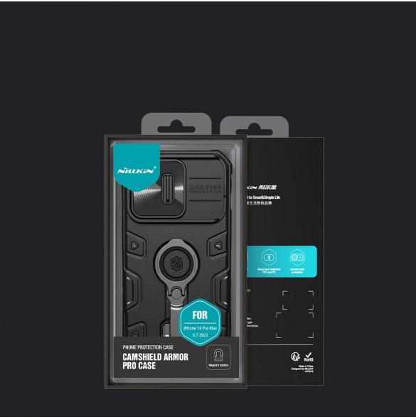 Nillkin CamShield Armor Pro Magnetic Case för iPhone 14 Pro Max Magnetic MagSafe Cover med kameraskydd blå