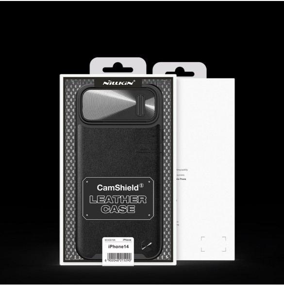Nillkin CamShield Leather S Fodral iPhone 14 skal med kameraskal svart