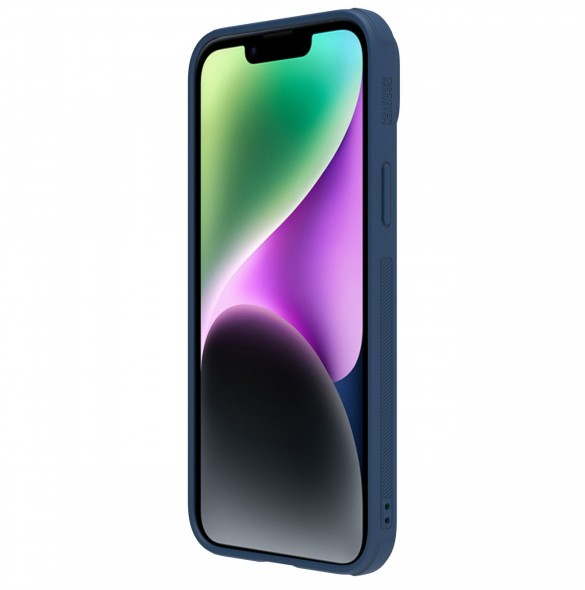 Nillkin CamShield Leather S Fodral iPhone 14 Plus skal med kameraskal blå