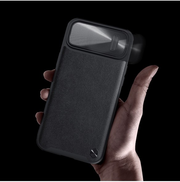 Nillkin CamShield Leather S Fodral iPhone 14 Plus skal med kameraskal blå
