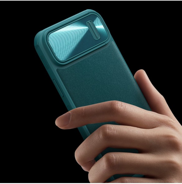 Nillkin CamShield Leather S Fodral iPhone 14 Pro skal med kameraskal blå