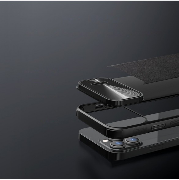 Nillkin CamShield Leather S Fodral iPhone 14 Pro Max skal med kameraskal svart