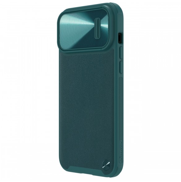 Nillkin CamShield Läder S-fodral iPhone 14 Pro Max skal med kameraskal grönt