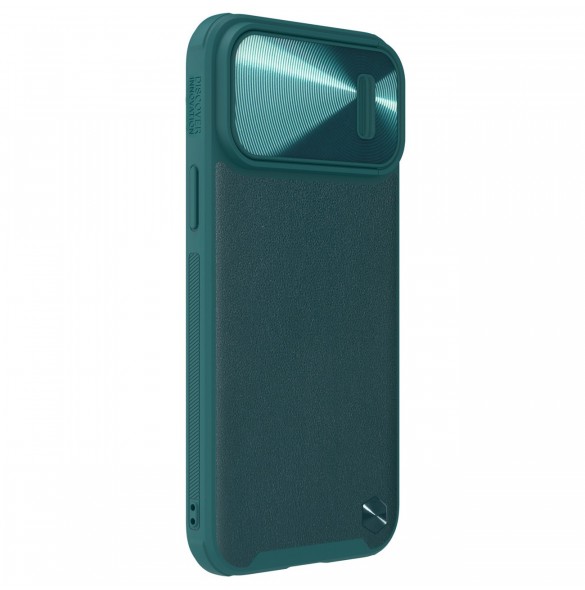 Nillkin CamShield Läder S-fodral iPhone 14 Pro Max skal med kameraskal grönt