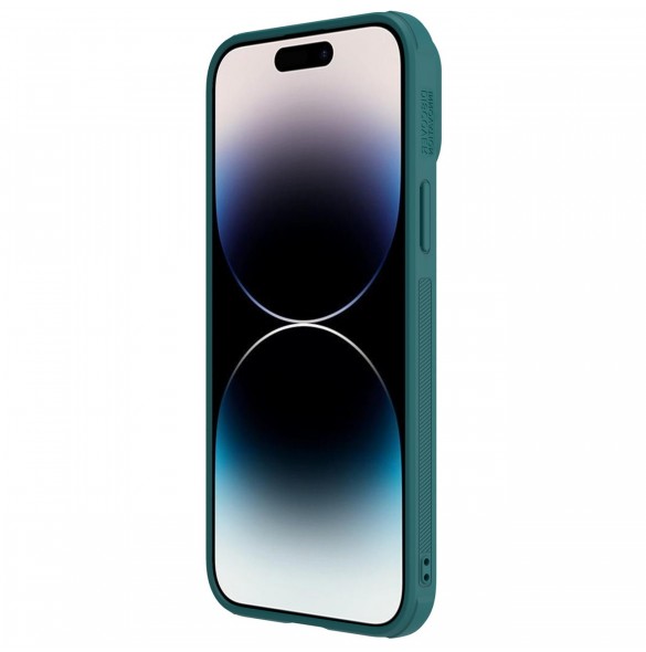 Nillkin CamShield Läder S-fodral iPhone 14 Pro Max skal med kameraskal grönt