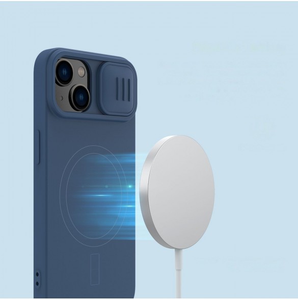 Nillkin CamShield Magnetic Silikonfodral iPhone 14 Plus magnetiskt MagSafe-skal med kameraskydd grönt