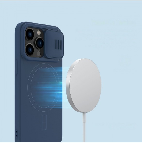 Nillkin CamShield Magnetic Silikonfodral iPhone 14 Pro magnetiskt MagSafe-skal med kameraskydd grönt