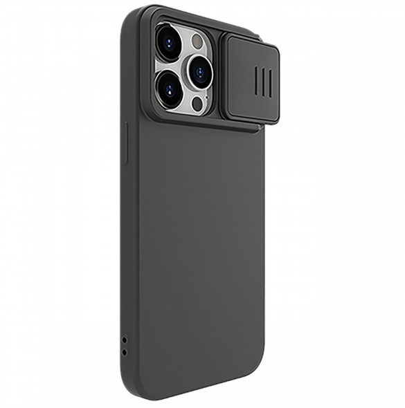 Nillkin CamShield Silky Silicone Case for iPhone 15 Pro Max with Camera Protector - Black