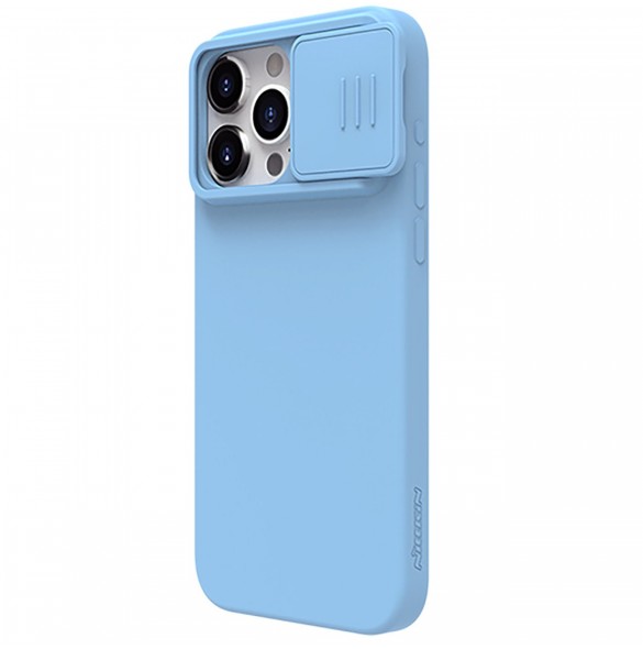 Nillkin CamShield Silky Silicone Case for iPhone 15 Pro Max with Camera Protector - Blue